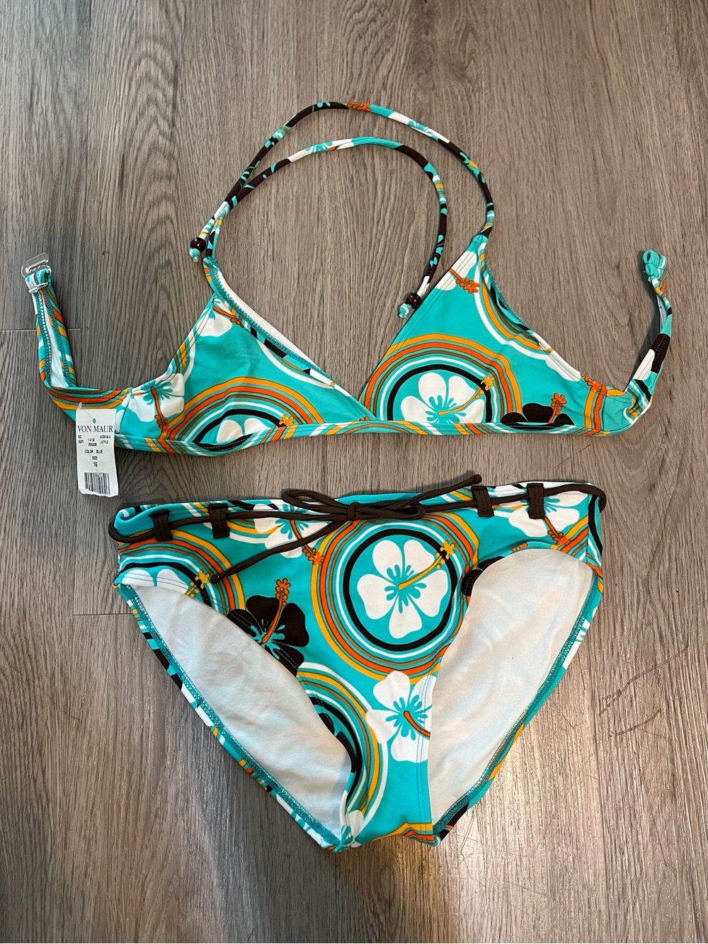 Vtg Y2K Von Maur tropical Hawaiian print bikini